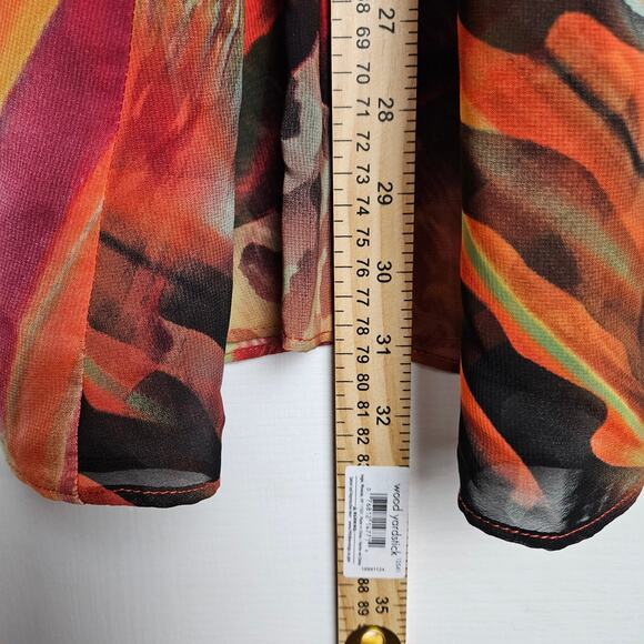 Susan Graver Womens Boho Artsy Floral Long Kimono Cover-Up Cardigan Top Size 2X - Picture 8 of 10